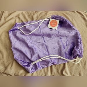 Purple Minky Drawstring Bag New